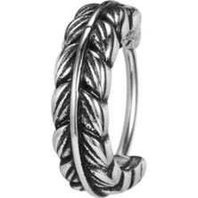 NorthShore Yaprak Modern Tarz Halka Tasarım Geçirmeli Motorcu 316L Erkek Çelik Küpe (Tekli)