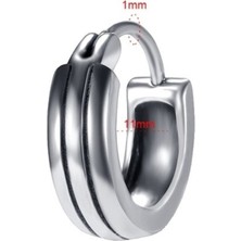 NorthShore Çizgili Klasik Düz Halka Model 316L Çelik Erkek Küpe