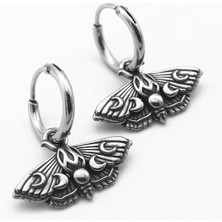 NorthShore Kelebek & Ay Döngüsü Aksesuarlı Gotik Halka Unisex 316L Çelik Küpe