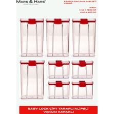 Mars & Hars 8'li Sızdırmaz, Çift Kilit Klipsli, Vakum Kapaklı, Erzak, Baharat Saklama Kabı (4 Orta +4 Küçük)