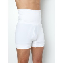Finetoo  Erkek Dikişsiz Yüksek Bel Göbek Toparlayıcı Sıkılaştırıcı Boxer Korse Beyaz