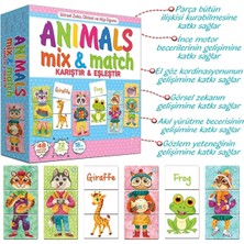 Premium Kutulu Eğitici Öğretici Animals Mix & Match Eşleştirme El Göz Koordinasyon Motor Beceri Oyun