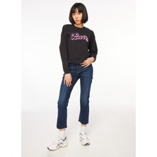 Denim Trip Yüksek Bel Normal Paça Flare Lacivert Kadın Denim Pantolon DT10492 Gına Yüksek Bel Slim Crop F