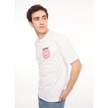 Just Cavalli Bisiklet Yaka Beyaz Erkek T-Shirt 75OAHG03