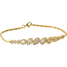 Bilezikci Damla Baget Taşlı Su Yolu Altın Bileklik