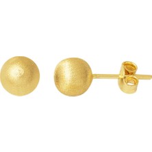 Bilezikci Mat 14 Ayar Altın Top Küpe 7 mm Küpe