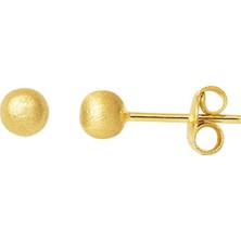 Bilezikci 14 Ayar Altın Mat Top Küpe 4 mm.