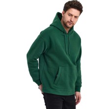 Adams Kapüşonlu Oversize Kanguru Cep Şardonlu 3 Iplik Erkek Sweatshirt