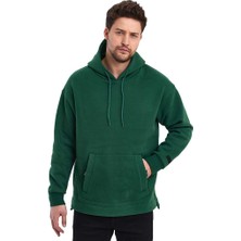 Adams Kapüşonlu Oversize Kanguru Cep Şardonlu 3 Iplik Erkek Sweatshirt