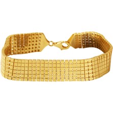 Bilezikci 14 Ayar Minimal Küp Desenli Füzyon Altın Bileklik