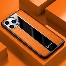 Zebana Apple iPhone 15 Pro Max Uyumlu Kılıf Zebana Premium Deri Kılıf Turuncu