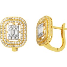 Bilezikci Tasarım Baget Taşlı Altın Küpe 14 Ayar