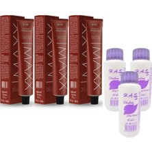 Maxx Deluxe Tüp Saç Boyası 4.65 Şarap Kızılı 60 ml 3 Adet + Oksidan 3 Adet
