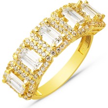 Bilezikci 14 Ayar Baget Beş Taşlı Altın Yüzük