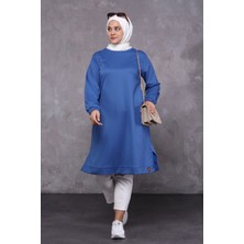 Kadın Büyük Beden İki İplik Penye Uzun Tesettür Tunik