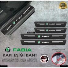 DK Elektronik Skoda Fabia Logolu Karbon Kapı Eşiği Koruyucu Suni Deri 4'lü Set