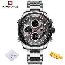 Naviforce Digital Analog  Çelik Kayışlı Kol Saati 0003