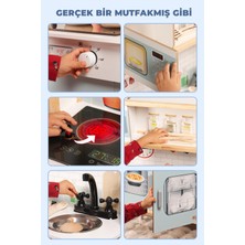 Gri Kulplu Eğitici Ahşap Montessori Mutfak Oyuncak Seti, Hediye Çocuk Halısı DBK102