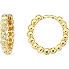 Altın Sepeti Altın Toptop Taşlı Halka Küpe