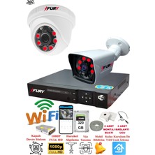 Fury 2 Kameralı 5mp 3.6mm Lens 2mp Görüntü 6 Atom LED Gece Görüşlü Fullhd Güvenlik Kamerası 5525DI 320GB