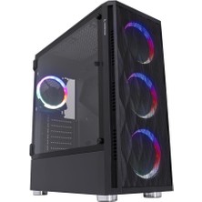 Rampage X-Horse 850W 80+ 4*12CM Argb Fan+Kontrolcü Manyetik Temperli Camlı Mid-T Gaming Oyuncu Kasası