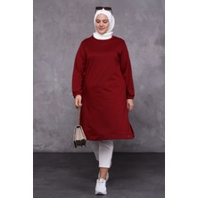 Kadın Büyük Beden İki İplik Penye Uzun Tesettür Tunik