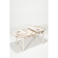 Sandalie Sofia Açılabilir Mutfak Masa - Beyaz Mermer Desenli