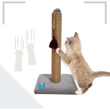 Mavi Vitrin Soft Zeminli Pati Dostu Püsküllü Jüt Kedi Tırmalama Tahtası