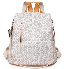 Luoxg Beyaz Vintage Baskı Deri Sırt Çantası Rahat Anti Hırsızlık Seyahat Sırt Çantası Kız Okul Sırt Çantaları Moda Tasarımcısı Kadın Sırt Çantası (Yurt Dışından)