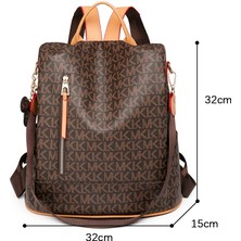Luoxg Beyaz Vintage Baskı Deri Sırt Çantası Rahat Anti Hırsızlık Seyahat Sırt Çantası Kız Okul Sırt Çantaları Moda Tasarımcısı Kadın Sırt Çantası (Yurt Dışından)
