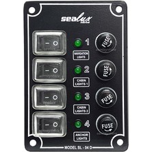 Sealux Marine Tekne Switch Panel 4 lü Dikey 12-24v  Kontrol Paneli