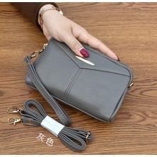 Luoxg Gri Pu Kadın Çanta Yumuşak Yan Crossbody Çanta Basit Rahat Kabuk Çanta Kadın Cüzdan Kadın Omuz Çantası 2022 Tasarımcının Yeni (Yurt Dışından)
