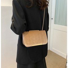 Luoxg Siyah Kadife Kadın Çanta Doku Popüler Küçük Kare Çanta Moda Zinciri Tek Omuz Crossbody Çanta Kadınlar Için (Yurt Dışından)