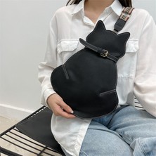 Luoxg Siyah Kedi Kadın 2023 Yeni Messenger Çanta Moda Göğüs Çantası Kişiselleştirilmiş Omuz Sevimli Öğrenci Çantası (Yurt Dışından)
