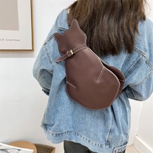Luoxg Siyah Kedi Kadın 2023 Yeni Messenger Çanta Moda Göğüs Çantası Kişiselleştirilmiş Omuz Sevimli Öğrenci Çantası (Yurt Dışından)