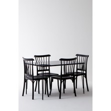 Sandalie Nero Siyah Masa 75X110 cm Violet Siyah Sandalye Mutfak Masa Takımı