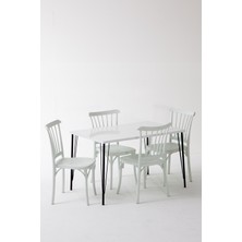 Sandalie Nero Beyaz Masa 75X110 cm Violet Beyaz Sandalye Mutfak Masa Takımı