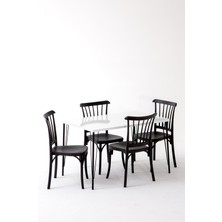 Sandalie Nero Beyaz Masa 75X110 cm Violet Siyah Sandalye Mutfak Masa Takımı