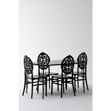 Sandalie Nero Siyah Masa 75X110 cm Venüs Siyah Sandalye Mutfak Masa Takımı