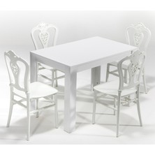 Sandalie Beyaz Arda Carisma Mutfak Masa Takımı 4 Sandalye