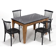 Sandalie Home Avrupa Masa - Violet 4 Kişilik Mutfak Masa Takımı-Siyah