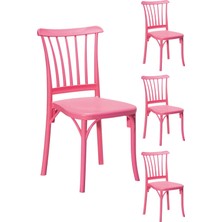 Sandalie 4 Adet Violet Pembe Sandalye Hafif Plastik Malzeme ile Şık ve Fonksiyonel