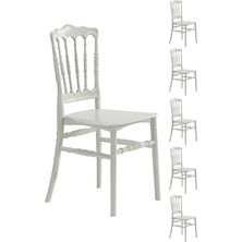 Sandalie 6 Adet Miray Beyaz Sandalye / Balkon-Bahçe-Mutfak