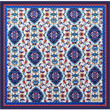 Bursa İpek Lacivert Çini Desen Ipeksi Mendil