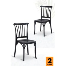 Sandalie Home Violet 2 Adet Bahçe Balkon Sandalye Siyah Klasik Tasarım Dayanıklı Plastik Malzeme