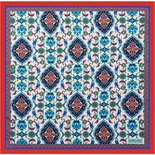 Bursa İpek Kırmızı Çini Desen Ipeksi Mendil