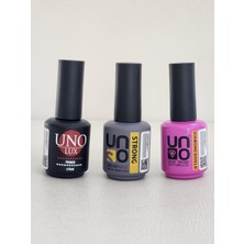 UNO Kalıcı Oje Seti Primer 15 ml + Uno Stron Base 15 ml +UNO Daımond Top Coat 15 ml