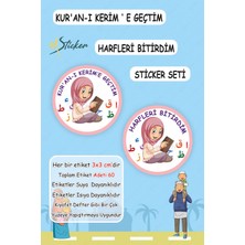 Msticker Kur'an A Geçtim Kız Çocuk Harfleri Bitirdim 60 Adet 3x3 Sticker Seti