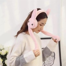 Sevgi Aksesuar Peluş Oynar Mekanizmalı Koyu Pembe Tavşan Kulaklık