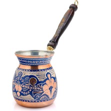 Eva Copper 3-5 Kişilik El Yapımı Işlemeli Kalaylı Kalın Bakır Kahve Cezvesi